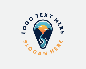 Location - Pin Travel Mountain logo design