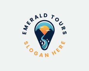 Pin Travel Mountain logo design