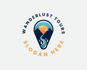 Pin Travel Mountain logo design