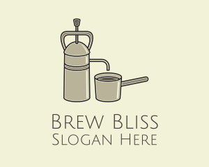 Brew - Steel French Press logo design