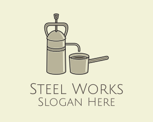 Steel French Press logo design