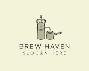 Brew - Steel French Press logo design