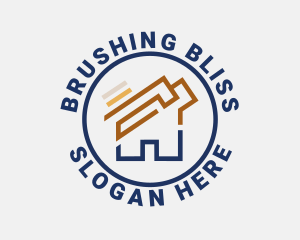 Brushing - House Roller Paint logo design