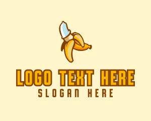 Dildo - Naughty Condom Banana logo design