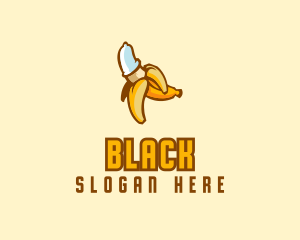 Erotic - Naughty Condom Banana logo design