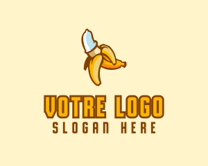 Erotic - Naughty Condom Banana logo design