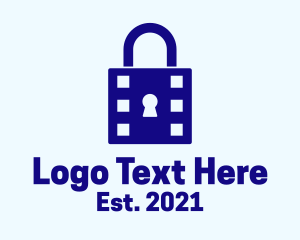 Blue - Padlock Film Strip logo design