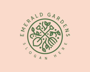 Garden Shovel Rake logo design