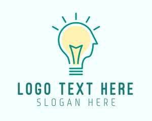 Knowledge - Person Lightbulb Idea logo design