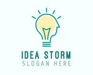 Brainstorm - Person Lightbulb Idea logo design