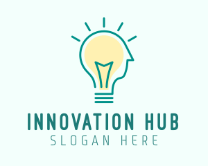 Incubator - Person Lightbulb Idea logo design