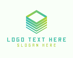 Three-dimensional - Green Cube 3D Tech logo design