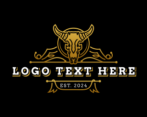 Cattle - Ranch Bull Horn logo design