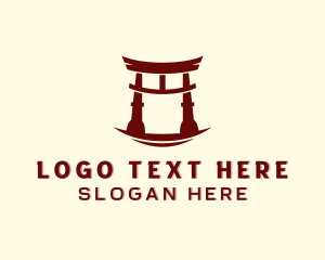 Tourist - Torii Gate Architecture logo design