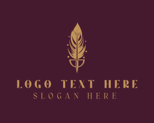 Novel - Golden Feather Quill logo design