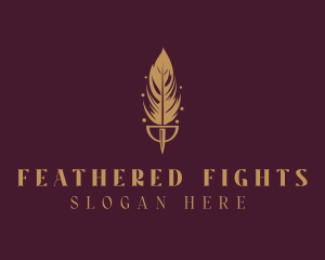 Golden Feather Quill logo design