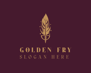 Golden Feather Quill logo design