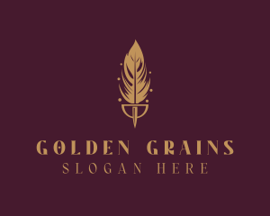 Golden Feather Quill logo design