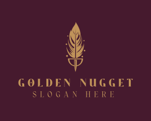 Golden Feather Quill logo design