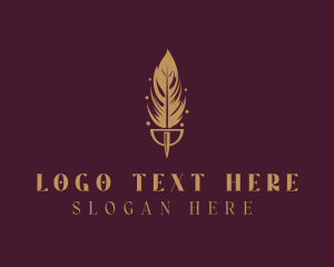 Blogger - Golden Feather Quill logo design