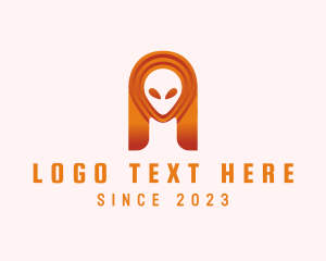 Extraterrestrial - Orange Alien Galaxy logo design
