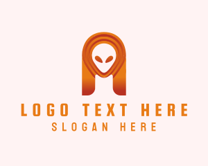 Space Ship - Alien Galaxy Letter A logo design