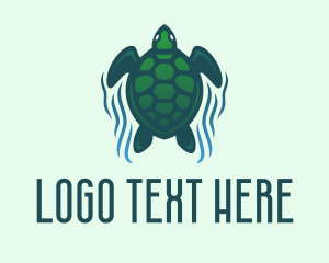 Seashore - Green Sea Turtle logo design