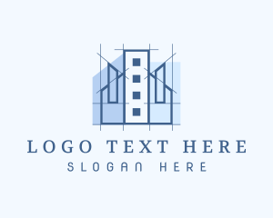 Cityscape - Blue Building Construction logo design