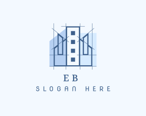 Blue Building Construction Logo