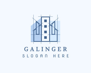 Blue Building Construction logo design