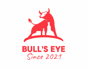 Bull Wine Bottle  logo design