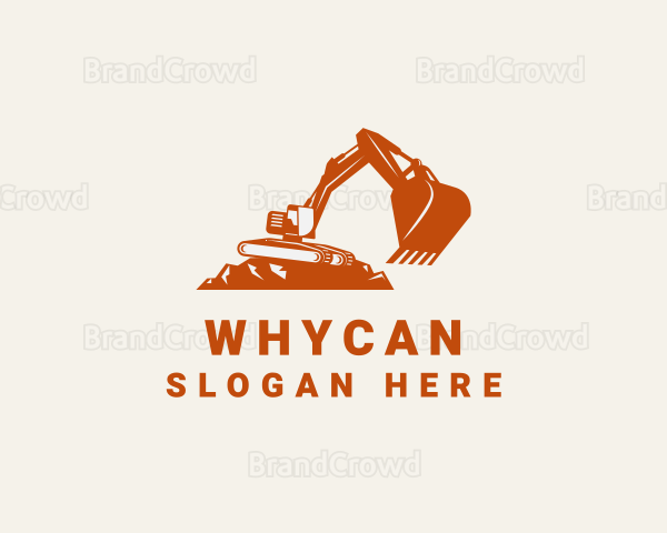 Orange Backhoe Machinery Logo