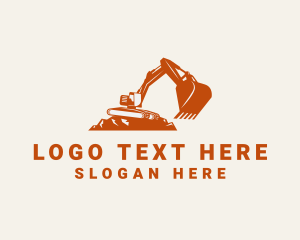 Excavator - Orange Backhoe Machinery logo design