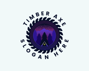 Saw Lumberjack Forestry logo design