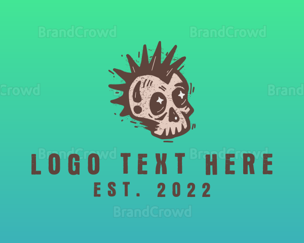 Retro Rustic Punk Skull Logo