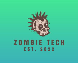 Zombie - Retro Rustic Punk Skull logo design