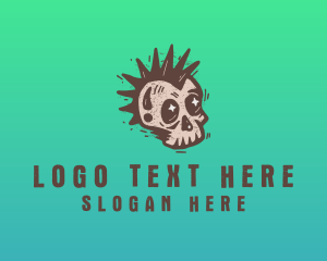 Retro Rustic Punk Skull Logo