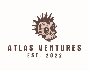 Retro Rustic Punk Skull logo design