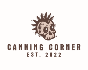 Retro Rustic Punk Skull logo design