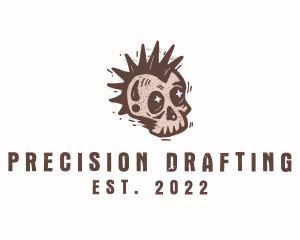 Retro Rustic Punk Skull logo design