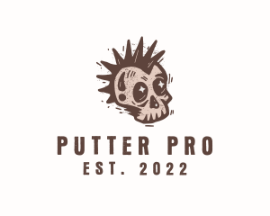 Retro Rustic Punk Skull logo design