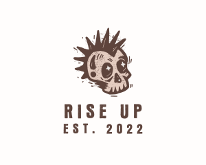 Retro Rustic Punk Skull logo design