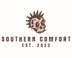 Retro Rustic Punk Skull logo design