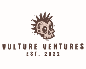 Retro Rustic Punk Skull logo design