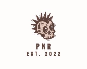 Retro Rustic Punk Skull logo design