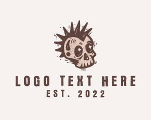 Scary - Retro Rustic Punk Skull logo design