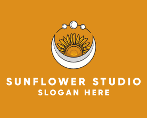 Sunflower - Moon Sunflower Astronomy logo design