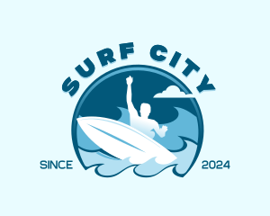 Ocean Wave Surfer logo design