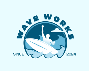 Ocean Wave Surfer logo design