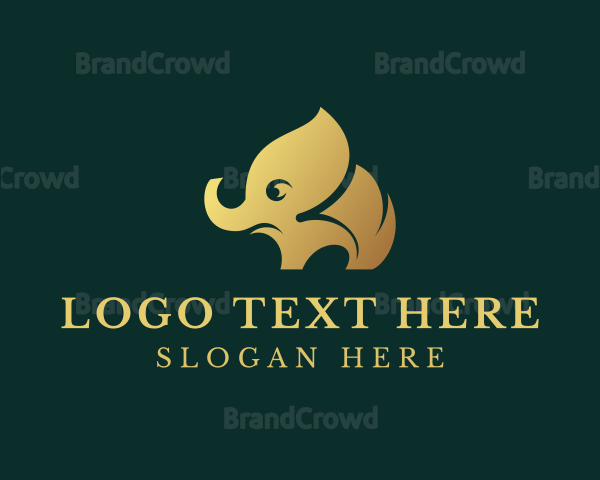 Gold Elephant Animal Logo